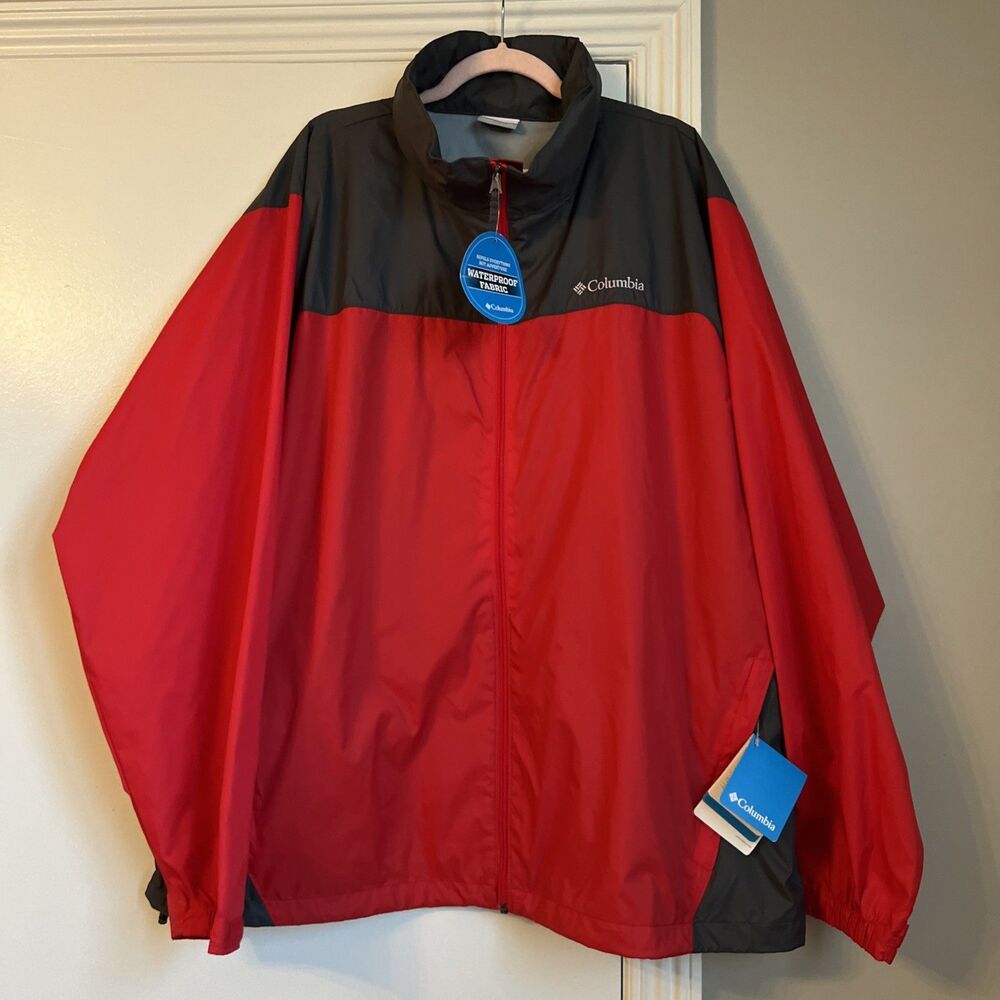 Columbia XXL Men's Glennaker Lake Rain Jacket Mountain Red/Graphite NWT